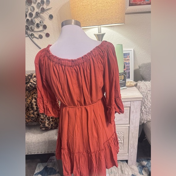 Passion of Essence Coral Off-Shoulder Mini Dress - Picture 8 of 8